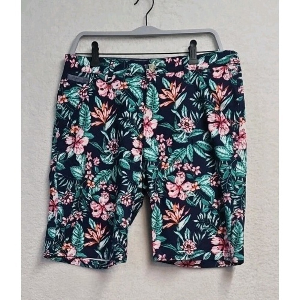 Hudson & Barrow Shorts Men's Sz 32 Hawaiian Floral Stretch reppy Tropical Beach